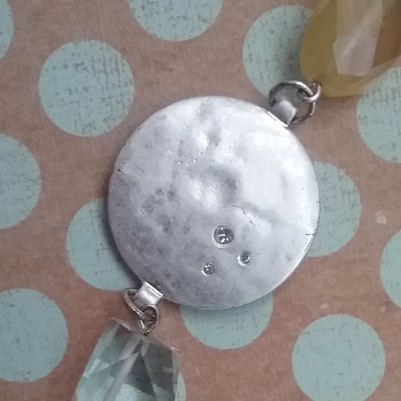 Kenneth Cole Chain Necklace Retro 1990s Silver Tone Metal & Glass - Picture 3 of 7